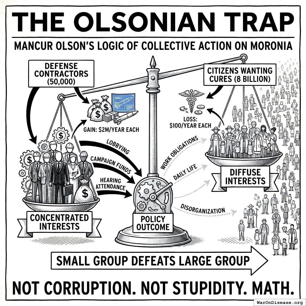 The Olsonian trap: when the system’s logic becomes its own prison.